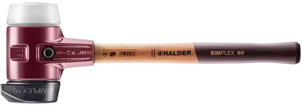 SIMPLEX pehmeäpäinen vasara, jossa on valuteräksinen runko ja puinen kahva, Ø 80, kumiseos, jossa on "stand-up" / supermuovi