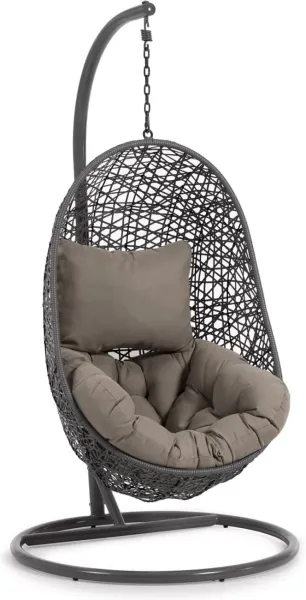 Florina, Ulkokäyttöön tarkoitettu riippuva tuoli, harmaa, rottinki