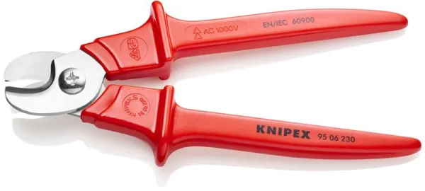 Knipex-kaapelileikkuri eristetyillä muovikahvoilla, ruiskupuristettu muovi, VDE-hyväksytty 230 mm