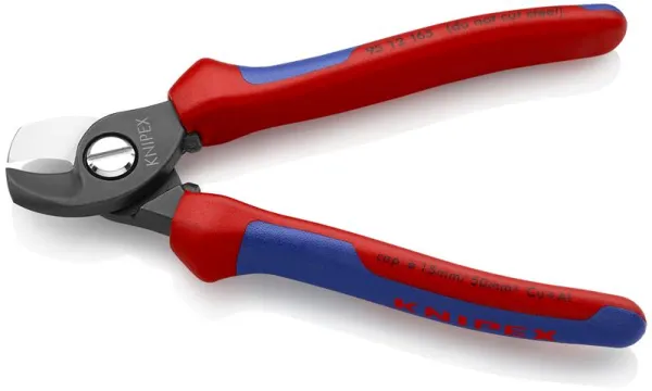 Knipex-kaapelileikkuri, ruskeaksi käsitelty, monikomponenttikahvalla 165 mm